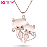 Bonsny Cat Necklace Long Pendant Brand Crystal