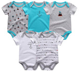 5PCS Baby Rompers Short Sleeve