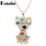 Lovely Red Heart Enamel Spotty Dog Crystal Necklace For Women