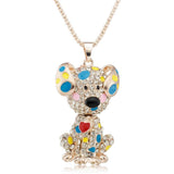 Lovely Red Heart Enamel Spotty Dog Crystal Necklace For Women