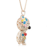 Lovely Red Heart Enamel Spotty Dog Crystal Necklace For Women