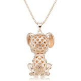 Lovely Red Heart Enamel Spotty Dog Crystal Necklace For Women