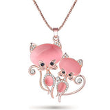 Bonsny Cat Necklace Long Pendant Brand Crystal