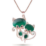 Bonsny Cat Necklace Long Pendant Brand Crystal