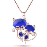 Bonsny Cat Necklace Long Pendant Brand Crystal