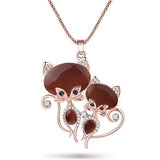 Bonsny Cat Necklace Long Pendant Brand Crystal