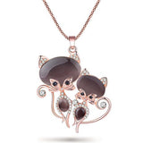Bonsny Cat Necklace Long Pendant Brand Crystal