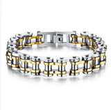 Bike Bicycle Chain Link Bracelet For Men Stainless Steel Chunky & Two Tone