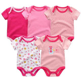 5PCS Baby Rompers Short Sleeve