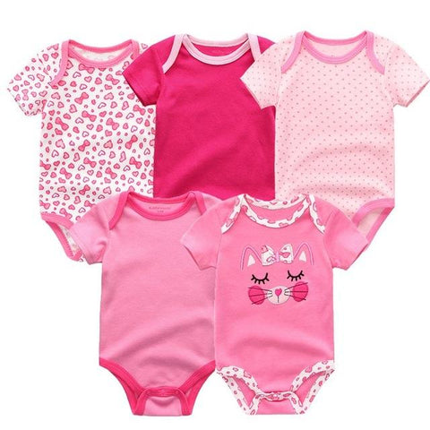 5PCS Baby Rompers Short Sleeve