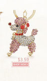 Lovely Red Heart Enamel Spotty Dog Crystal Necklace For Women